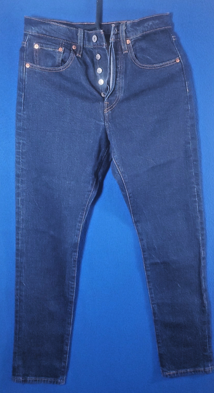 Levi's Premium 501 S Skinny Jeans Womens 27x28 Dark Wash Button Fly Denim Blue
